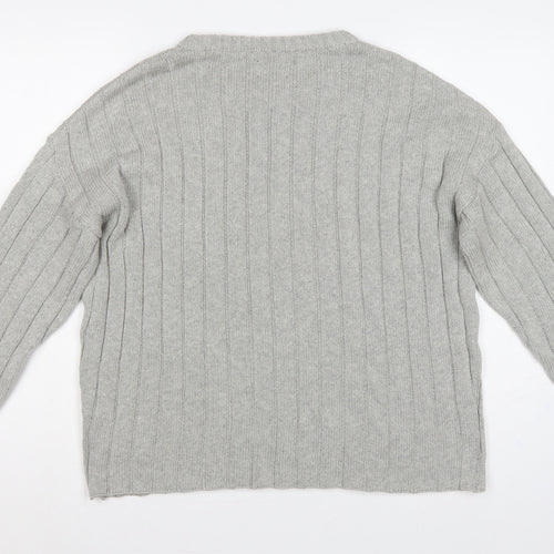 ASOS Design Women Grey XS Rib Knit Crew Neck Pullover Jumper