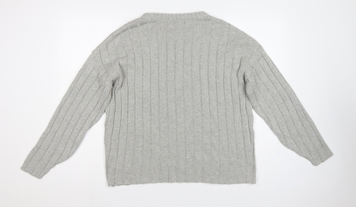 ASOS Design Women Grey XS Rib Knit Crew Neck Pullover Jumper
