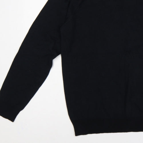 Threadbare Men’s Black L Crew Neck Logo Knit Pullover Jumper
