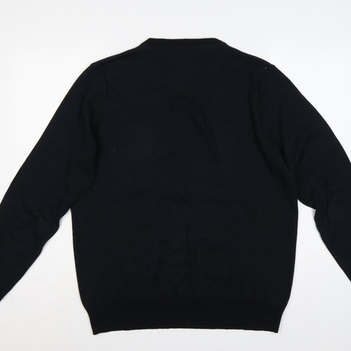 Threadbare Men’s Black L Crew Neck Logo Knit Pullover Jumper