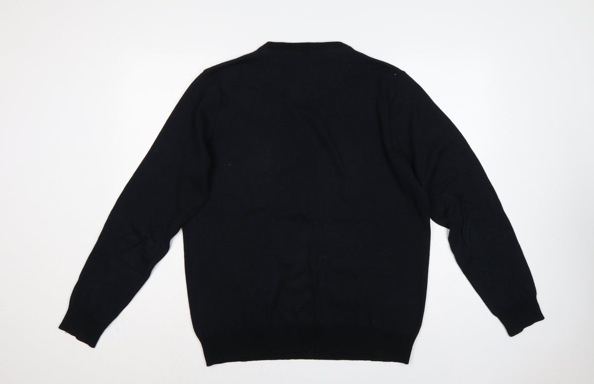 Threadbare Men’s Black L Crew Neck Logo Knit Pullover Jumper