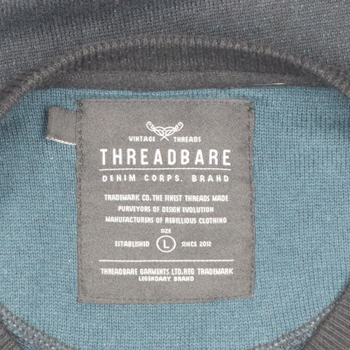 Threadbare Men’s Black L Crew Neck Logo Knit Pullover Jumper