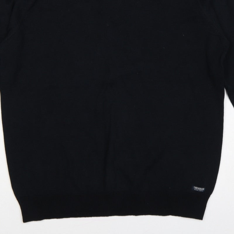 Threadbare Men’s Black L Crew Neck Logo Knit Pullover Jumper