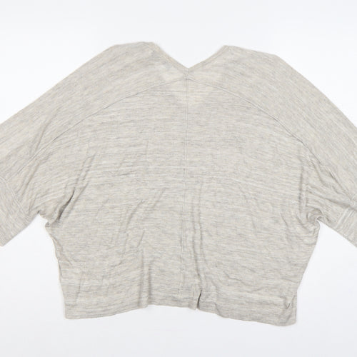 Next Women Beige M V-Neck Batwing Short Sleeve Lightweight Knit Jumper