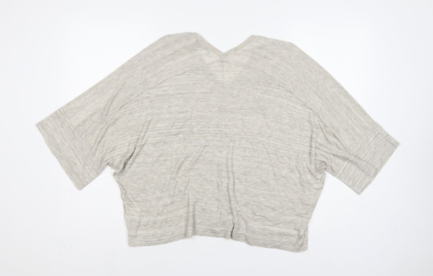 Next Women Beige M V-Neck Batwing Short Sleeve Lightweight Knit Jumper