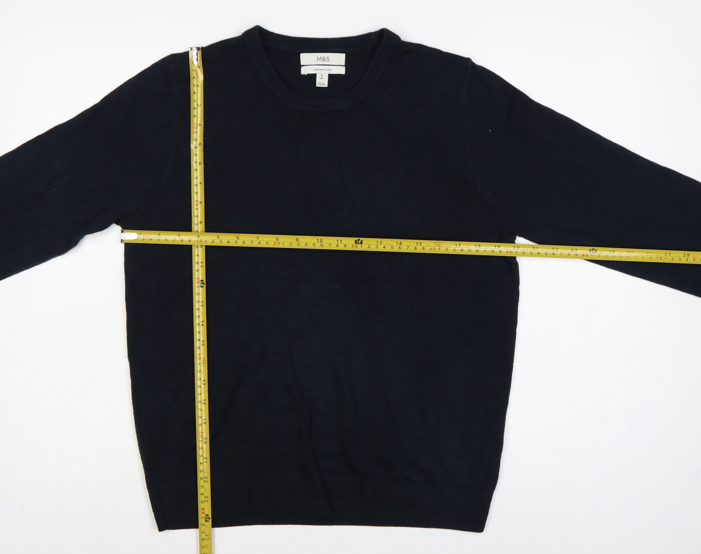 Marks and Spencer Men's Navy M Cashmilon Crew Neck Pullover Jumper