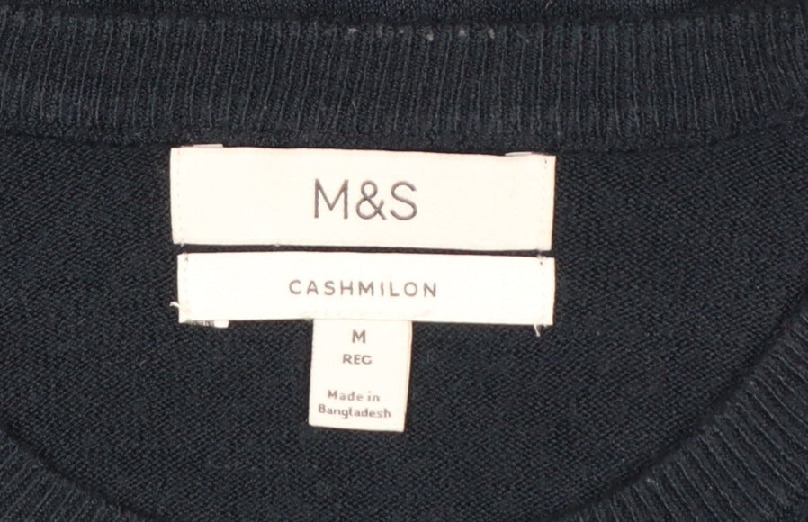 Marks and Spencer Men's Navy M Cashmilon Crew Neck Pullover Jumper
