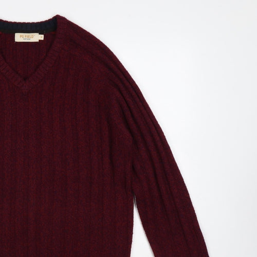 PG Field Heritage Men’s Red M V-Neck Ribbed Knit Pullover Jumper