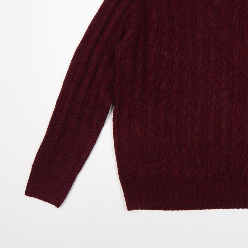 PG Field Heritage Men’s Red M V-Neck Ribbed Knit Pullover Jumper