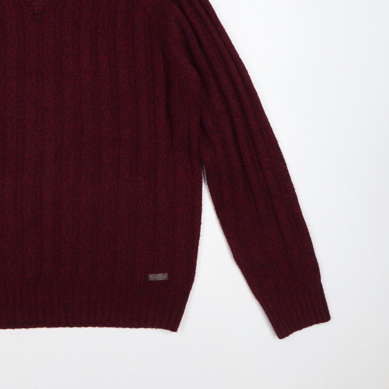 PG Field Heritage Men’s Red M V-Neck Ribbed Knit Pullover Jumper