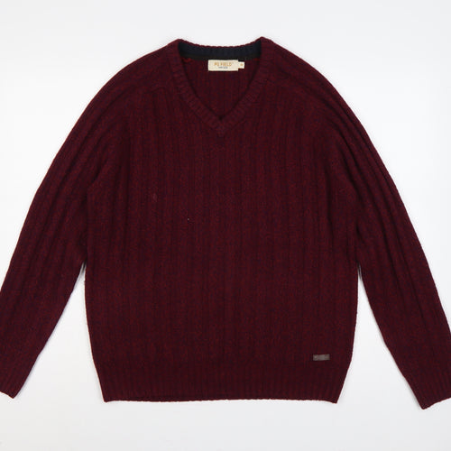 PG Field Heritage Men’s Red M V-Neck Ribbed Knit Pullover Jumper
