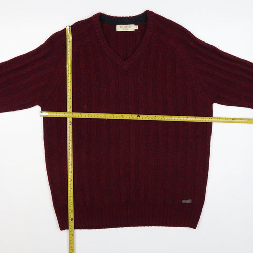 PG Field Heritage Men’s Red M V-Neck Ribbed Knit Pullover Jumper