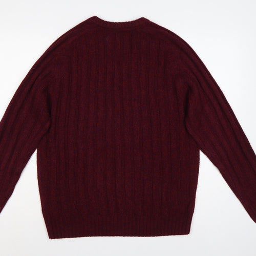 PG Field Heritage Men’s Red M V-Neck Ribbed Knit Pullover Jumper