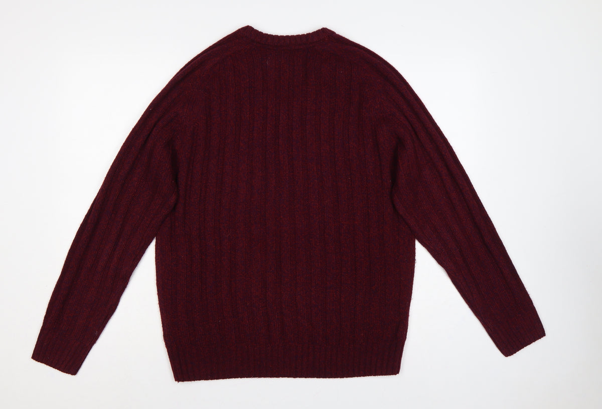 PG Field Heritage Men’s Red M V-Neck Ribbed Knit Pullover Jumper