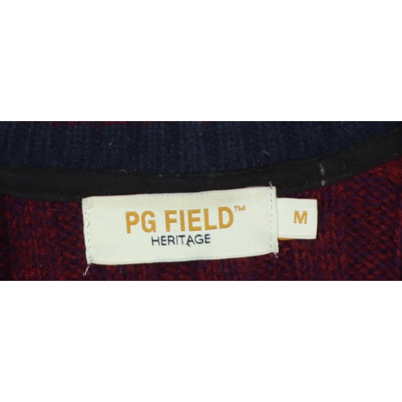 PG Field Heritage Men’s Red M V-Neck Ribbed Knit Pullover Jumper