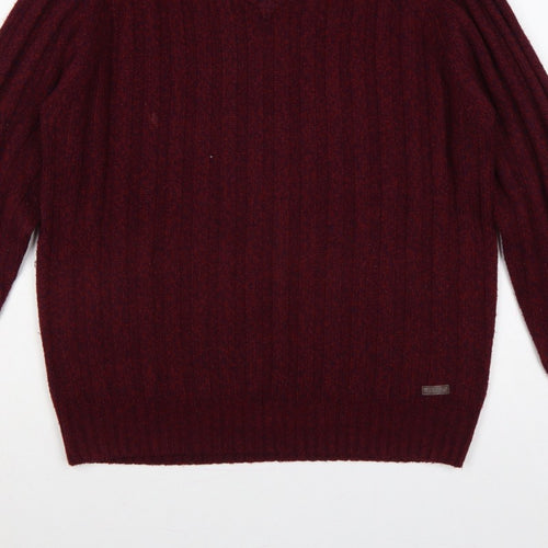 PG Field Heritage Men’s Red M V-Neck Ribbed Knit Pullover Jumper