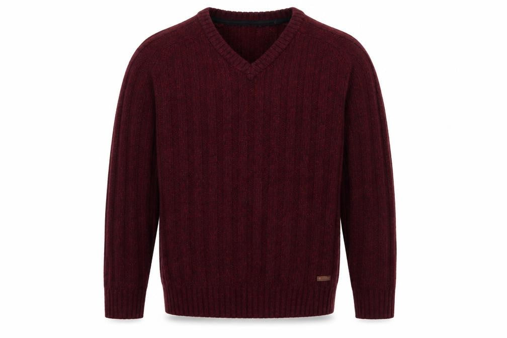 PG Field Heritage Men’s Red M V-Neck Ribbed Knit Pullover Jumper