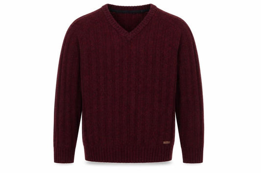 PG Field Heritage Men’s Red M V-Neck Ribbed Knit Pullover Jumper