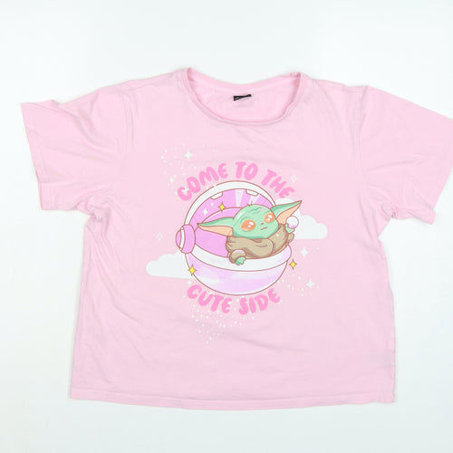 Star Wars Women's Pink M Grogu Graphic Cotton Pyjama T-Shirt Set
