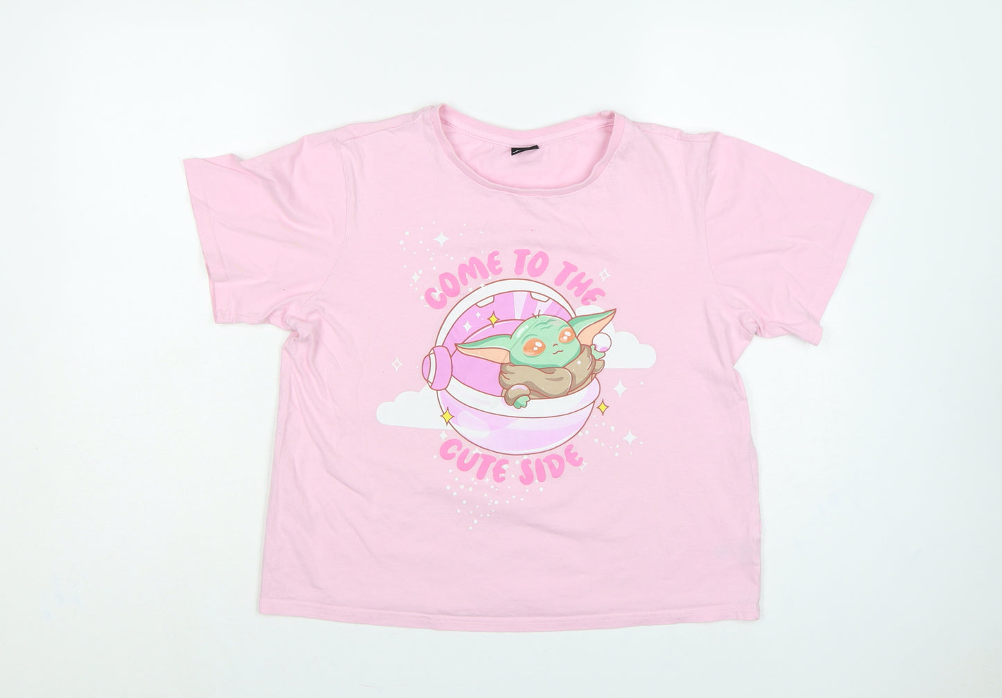 Star Wars Women's Pink M Grogu Graphic Cotton Pyjama T-Shirt Set