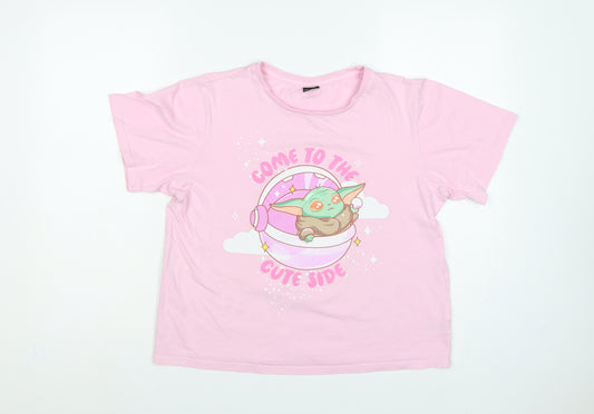 Star Wars Women's Pink M Grogu Graphic Cotton Pyjama T-Shirt Set