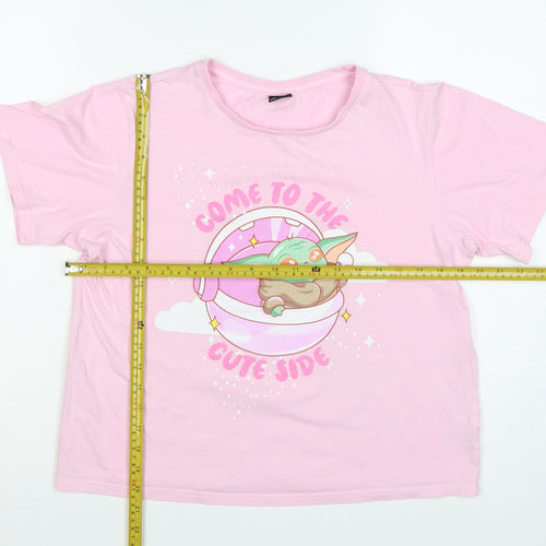 Star Wars Women's Pink M Grogu Graphic Cotton Pyjama T-Shirt Set