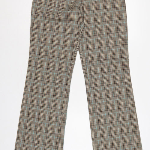 MNG Women’s Brown Check Flared Tailored Trousers UK 8