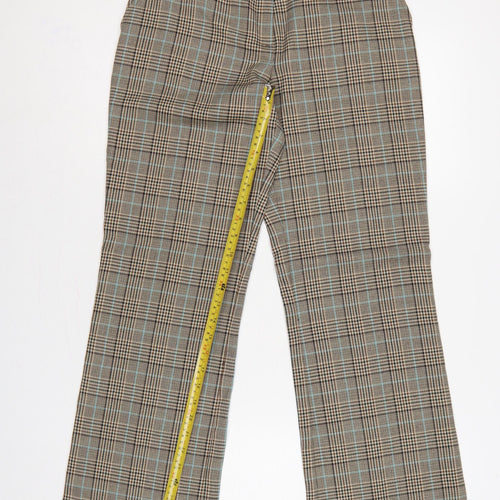 MNG Women’s Brown Check Flared Tailored Trousers UK 8
