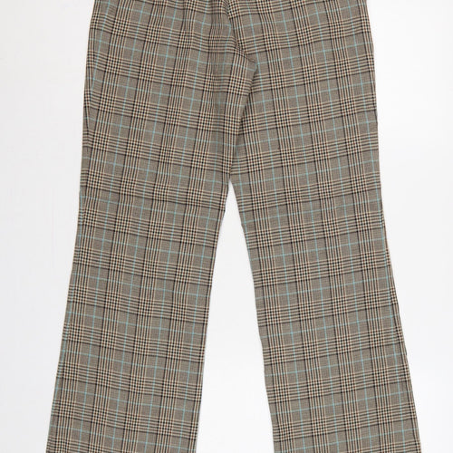 MNG Women’s Brown Check Flared Tailored Trousers UK 8