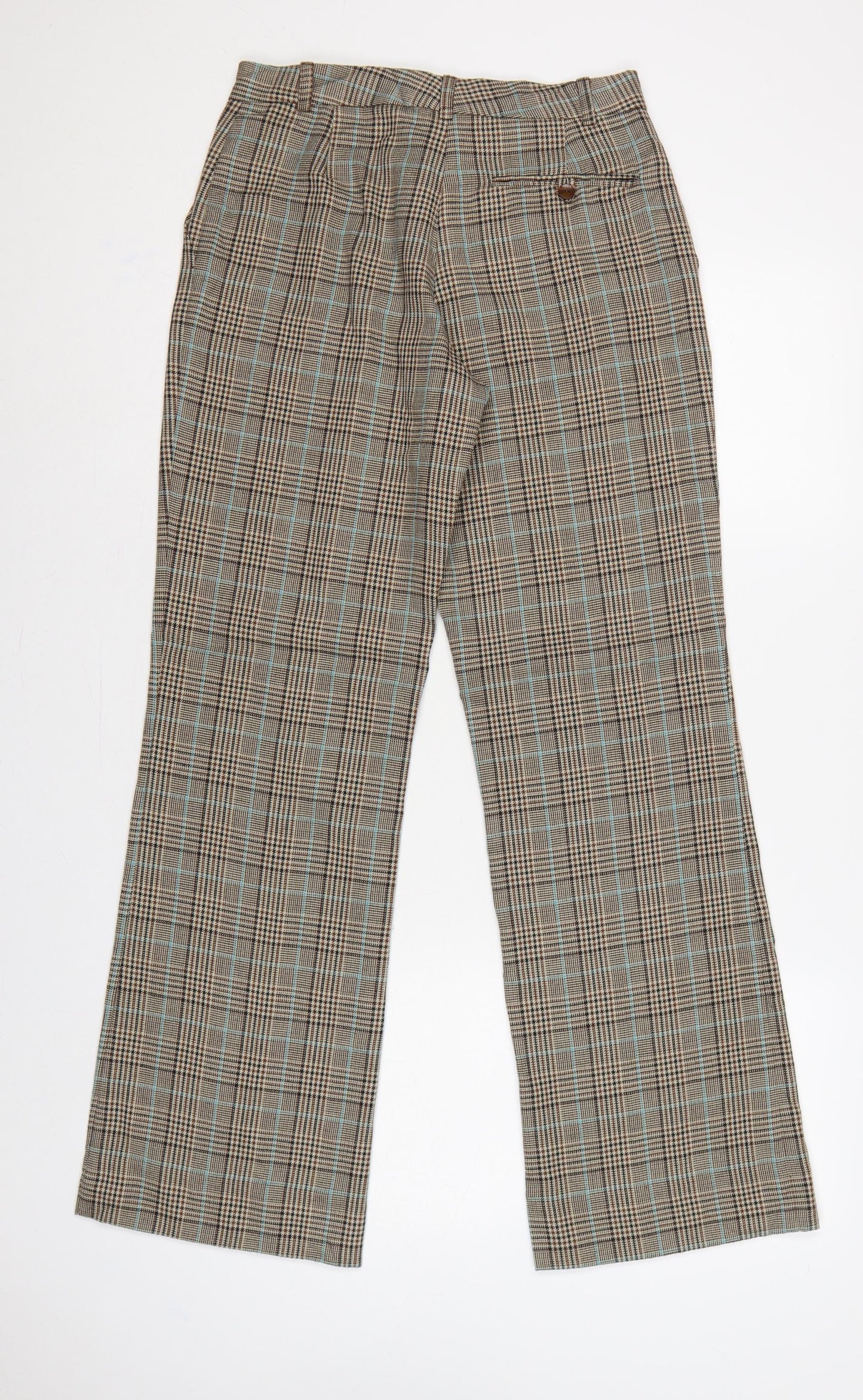 MNG Women’s Brown Check Flared Tailored Trousers UK 8
