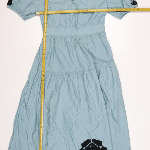 Per Una Women Blue UK 10 Maxi Embroidered Cotton Dress