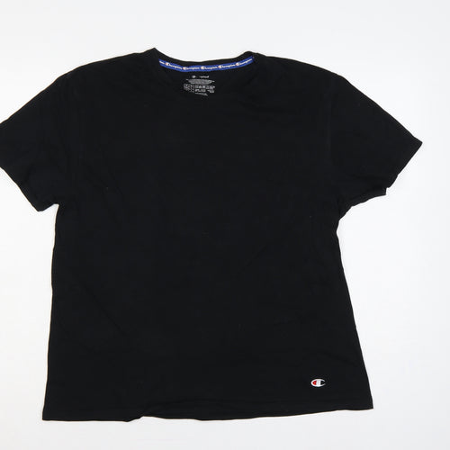 Champion Women’s Black L Basic Cotton Crew Neck Logo T-Shirt