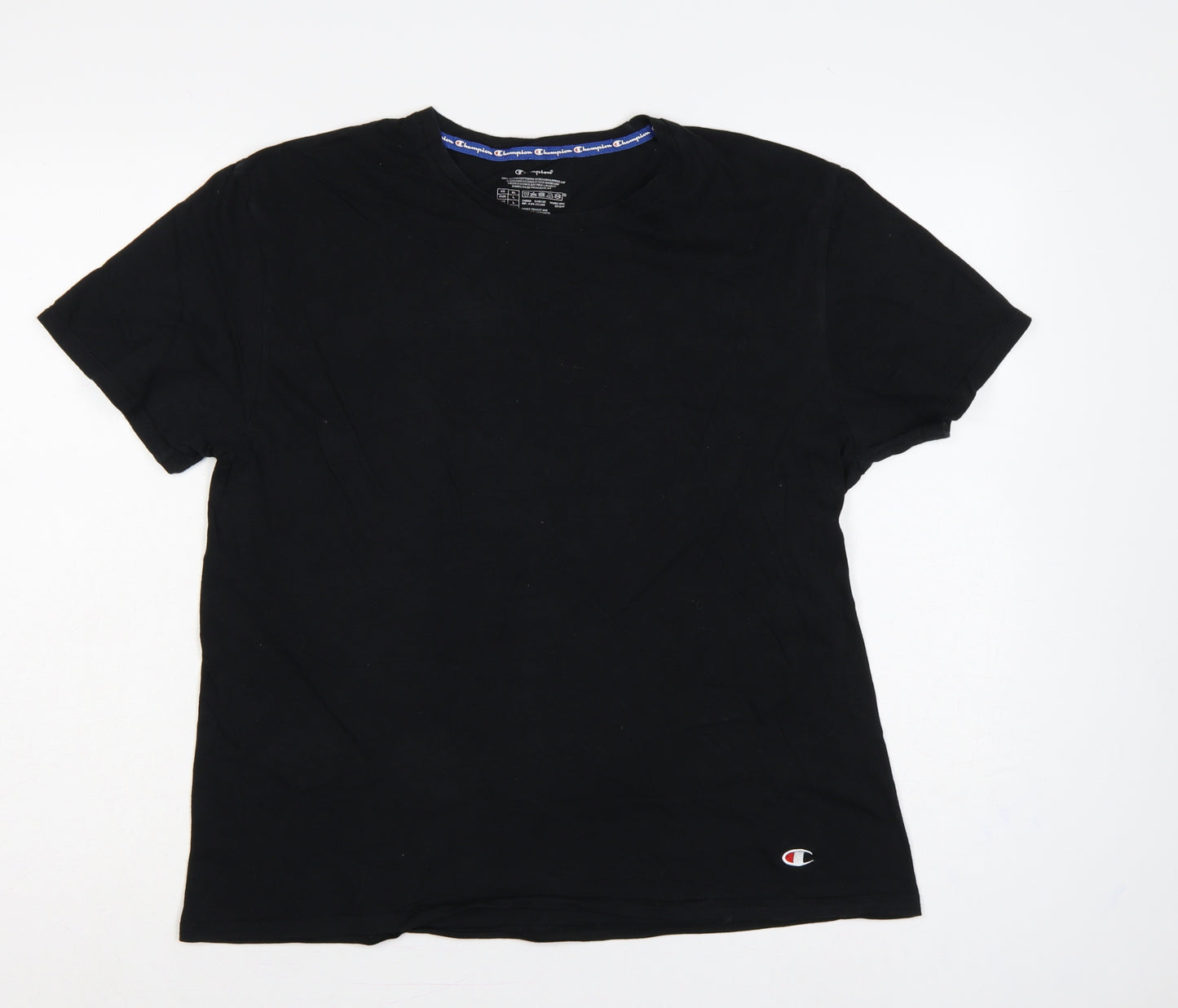 Champion Women’s Black L Basic Cotton Crew Neck Logo T-Shirt