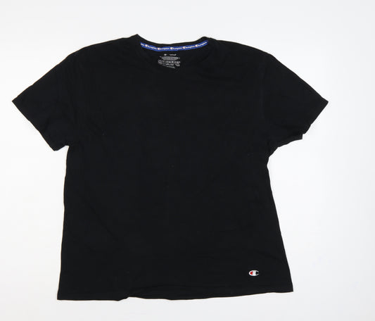 Champion Women’s Black L Basic Cotton Crew Neck Logo T-Shirt