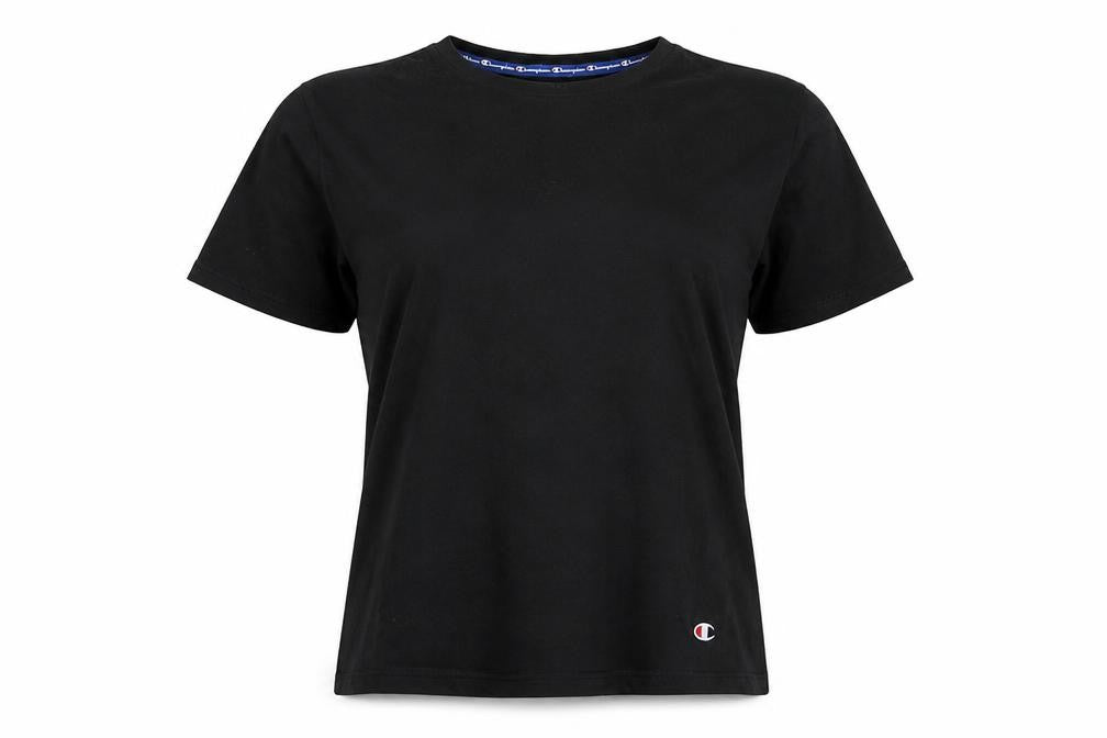 Champion Women’s Black L Basic Cotton Crew Neck Logo T-Shirt