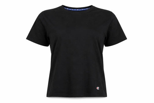Champion Women’s Black L Basic Cotton Crew Neck Logo T-Shirt