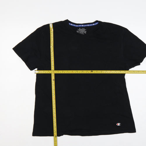Champion Women’s Black L Basic Cotton Crew Neck Logo T-Shirt