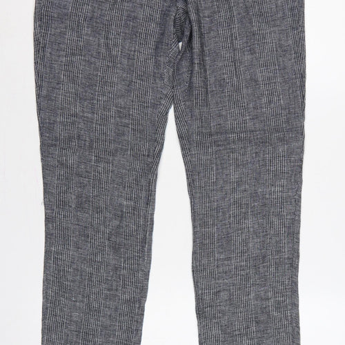 Farah 1920 Men’s Grey Check Linen Cotton 32/32 Straight Trousers