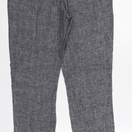 Farah 1920 Men’s Grey Check Linen Cotton 32/32 Straight Trousers