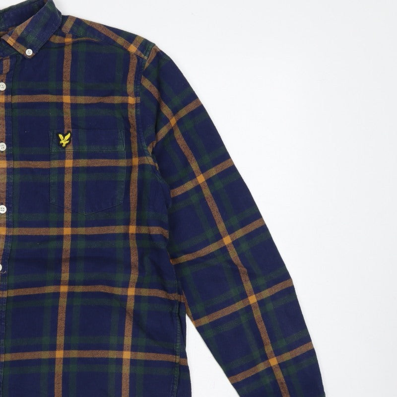 Additional view of Lyle & Scott Men’s M Blue Green Plaid Button-Down Long Sleeve Shirt