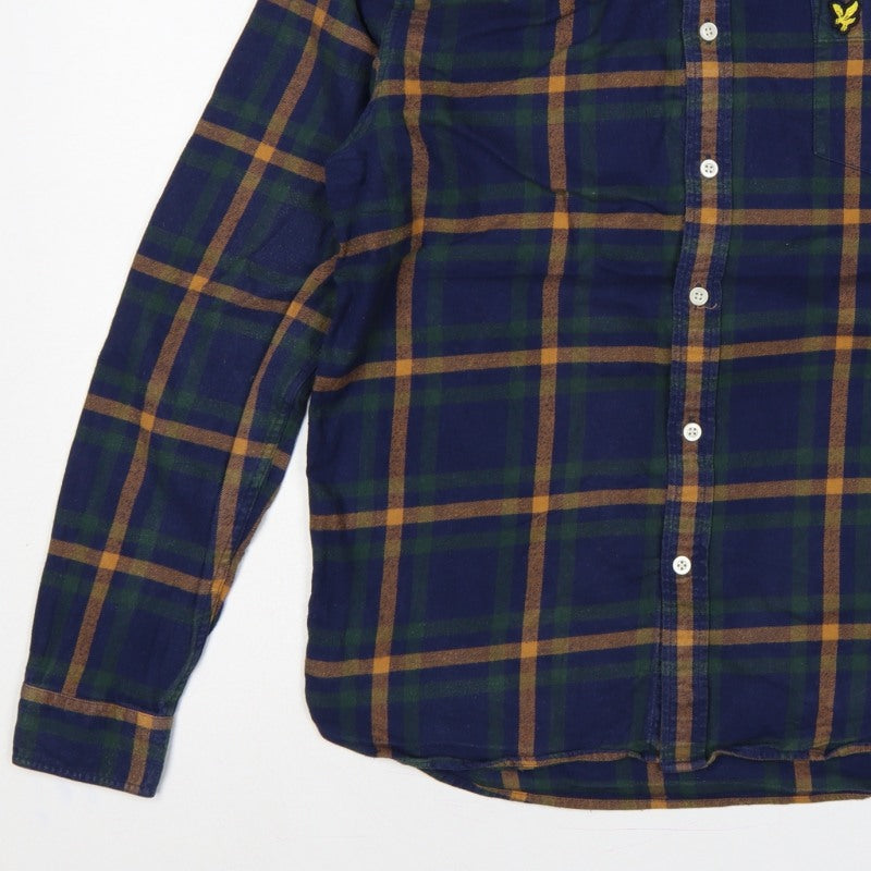 Additional view of Lyle & Scott Men’s M Blue Green Plaid Button-Down Long Sleeve Shirt
