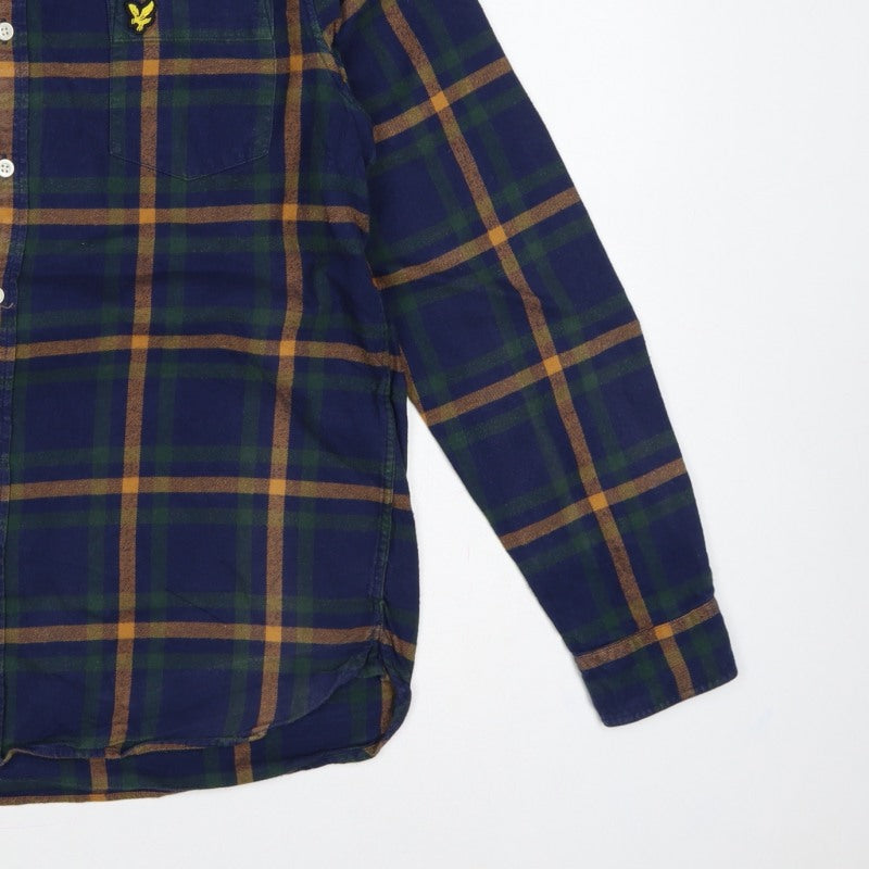 Additional view of Lyle & Scott Men’s M Blue Green Plaid Button-Down Long Sleeve Shirt