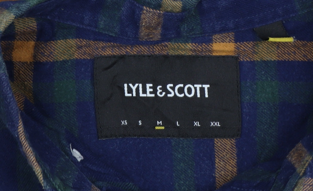 Additional view of Lyle & Scott Men’s M Blue Green Plaid Button-Down Long Sleeve Shirt