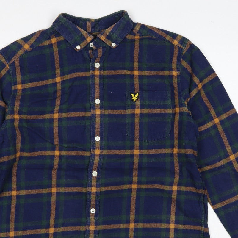 Additional view of Lyle & Scott Men’s M Blue Green Plaid Button-Down Long Sleeve Shirt