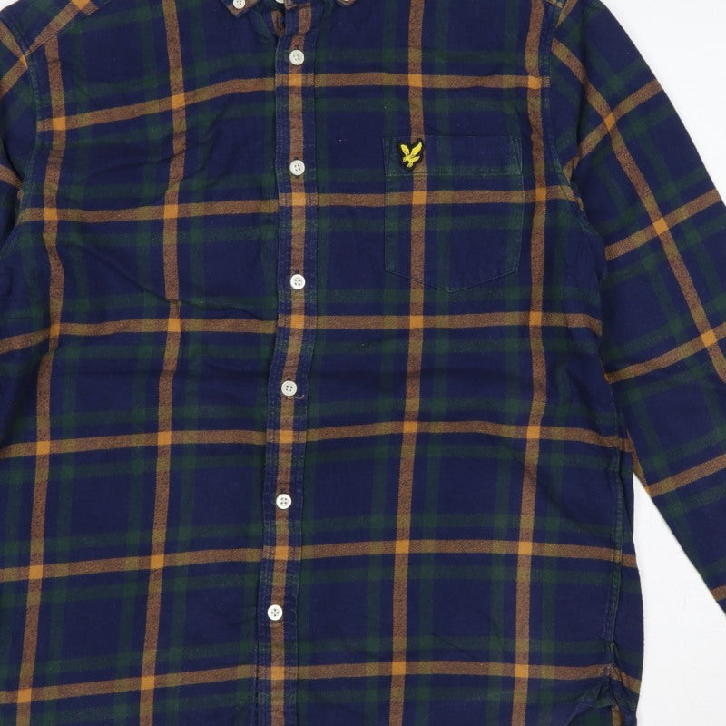 Additional view of Lyle & Scott Men’s M Blue Green Plaid Button-Down Long Sleeve Shirt
