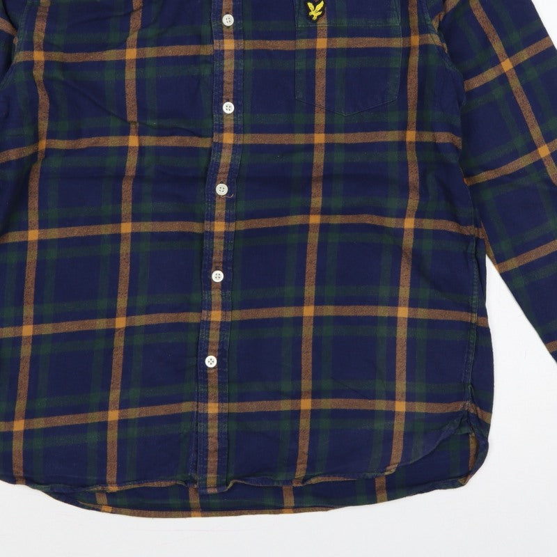 Additional view of Lyle & Scott Men’s M Blue Green Plaid Button-Down Long Sleeve Shirt