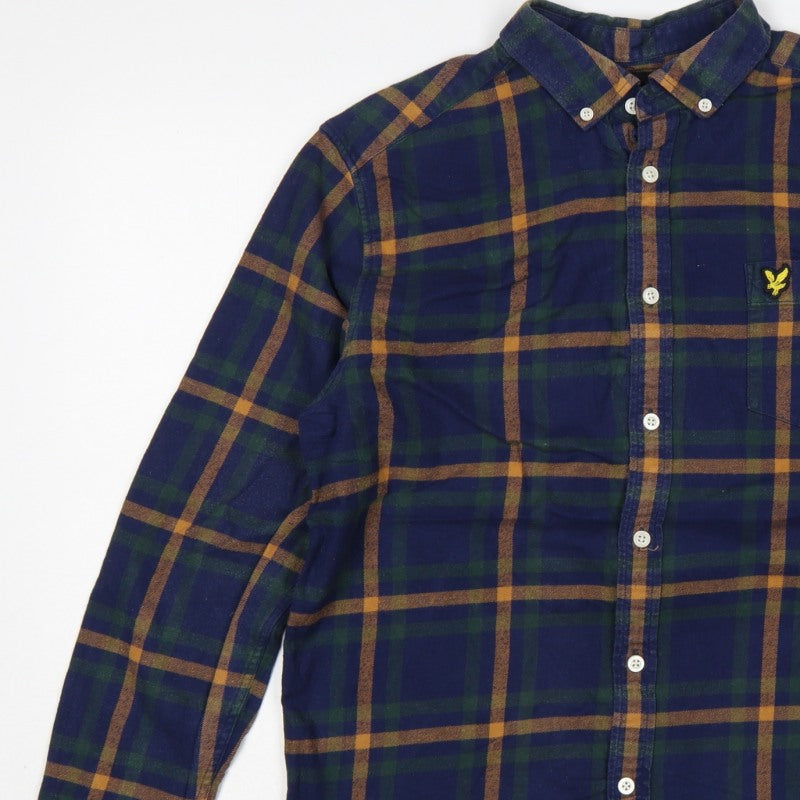 Additional view of Lyle & Scott Men’s M Blue Green Plaid Button-Down Long Sleeve Shirt