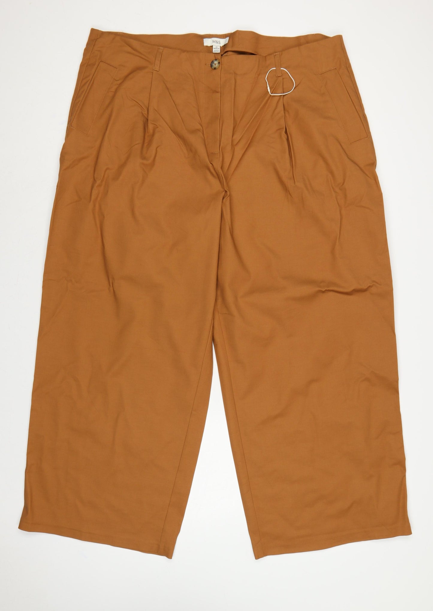 Marks & Spencer Women’s Gold Brown Size 24 Wide-Leg Trousers