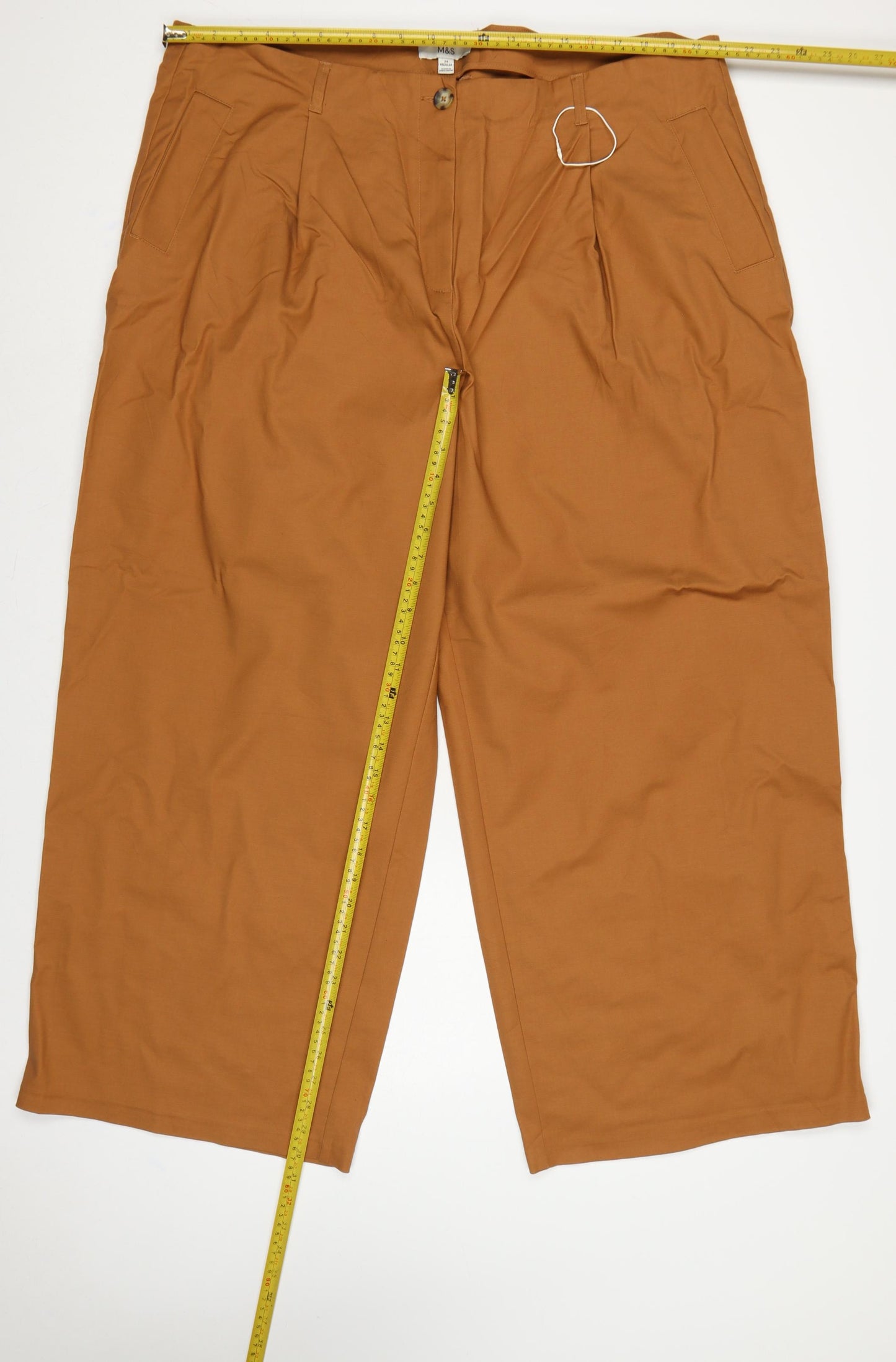Marks & Spencer Women’s Gold Brown Size 24 Wide-Leg Trousers