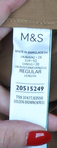 Marks & Spencer Women’s Gold Brown Size 24 Wide-Leg Trousers